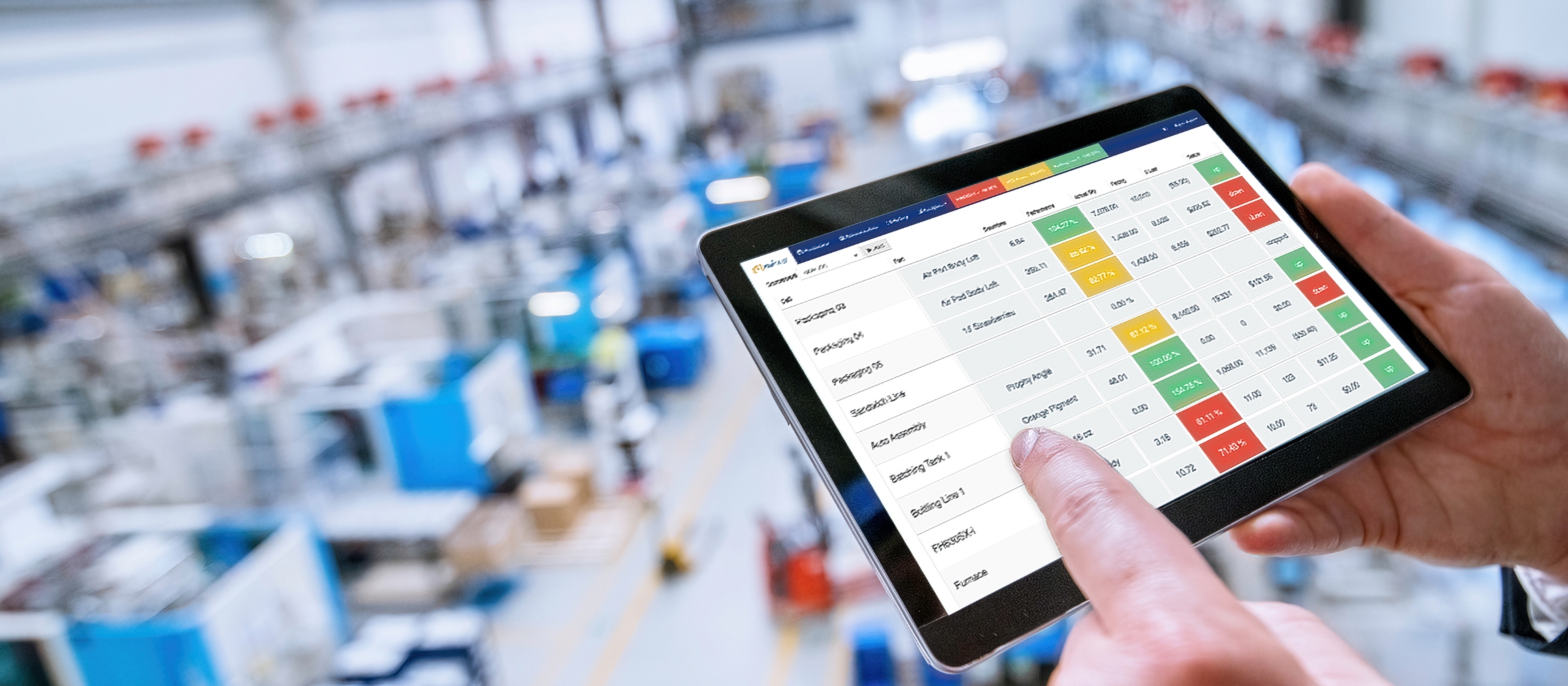 smart factory software dashboard on tablet